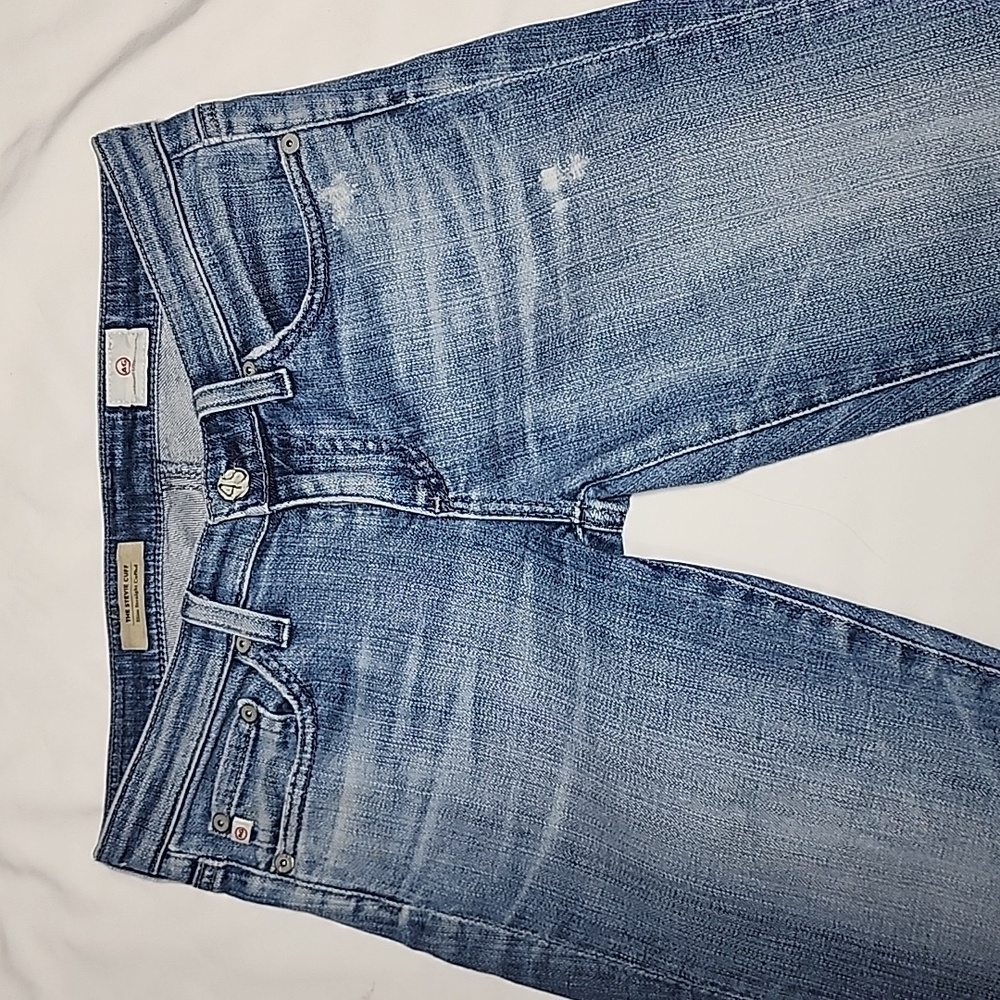 Ag Adriano Goldschmied Stevie cuff jeans Slim Straight cuffed Sz 25 Medium Wash - Picture 3 of 14